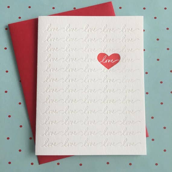 Lucky Bee Press - Wholesale Liefdeskaartje - Heart Love - boekdrukkaart1