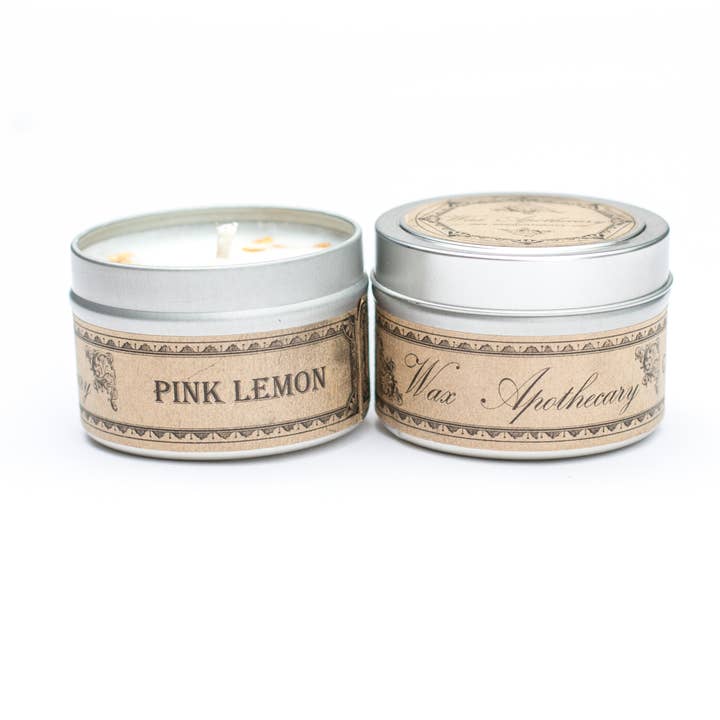 Wax Apothecary - Wholesale Travel Candles - Pink Lemon Botanical Travel Tin Candle 4oz4