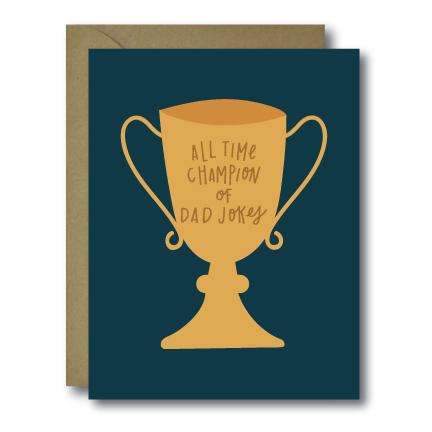 Dad Jokes Champion Greeting Card for wholesale by Black Lab Studio