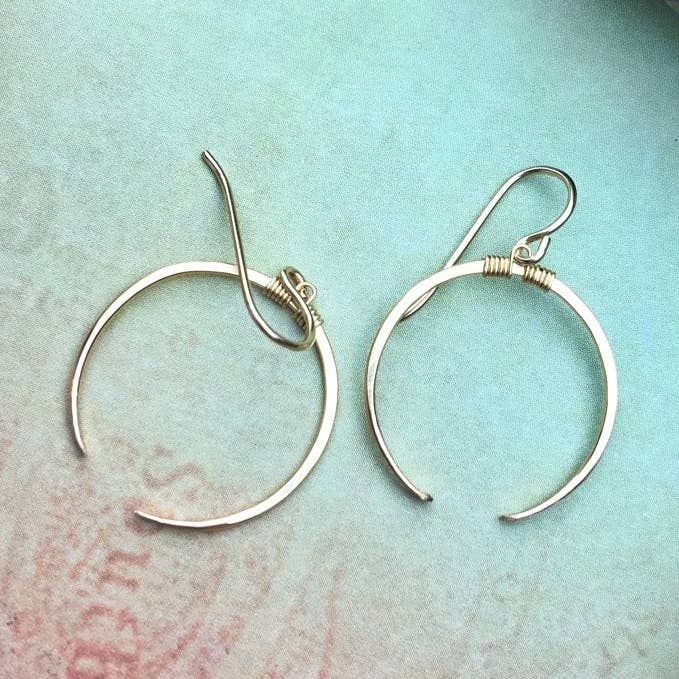 Gold Hoop Earrings Crescent Earrings Small - 14k Gold Fill for wholesale by Enclave Gold