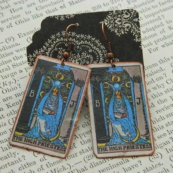 Tarot Earrings High Priestess for wholesale by Sarah Wood Studio