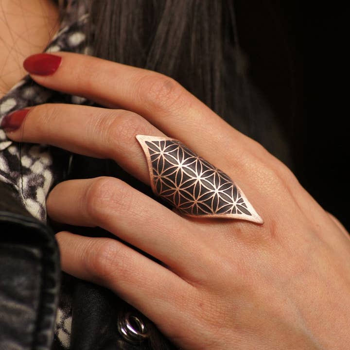 House Of Tenebris - Wholesale Cocktail/Statement Ring - Copper Flower Of Life Ring