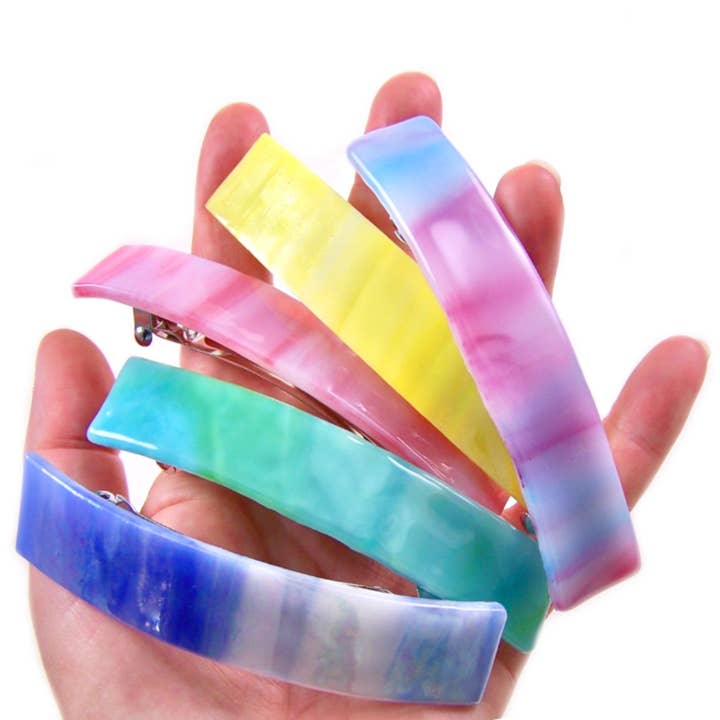 Glass Town USA - Vendita all'ingrosso Fermaglio per capelli - Donna - Mollette in vetro colorato pastello vortici colore grande dimensione