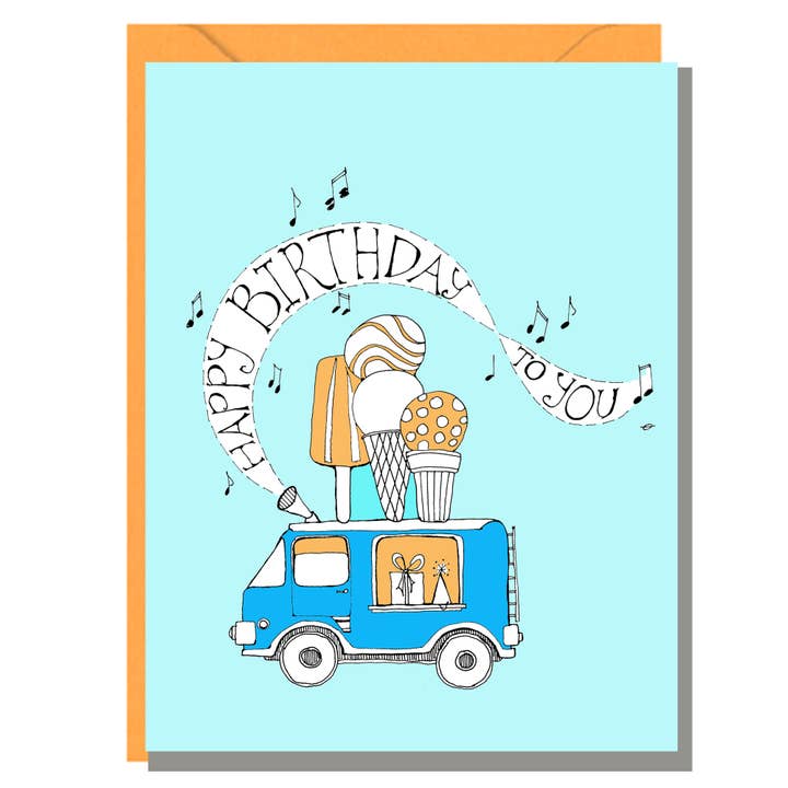 Ice Cream Truck Birthday Card for wholesale by Rachelink Cards & Illustrations