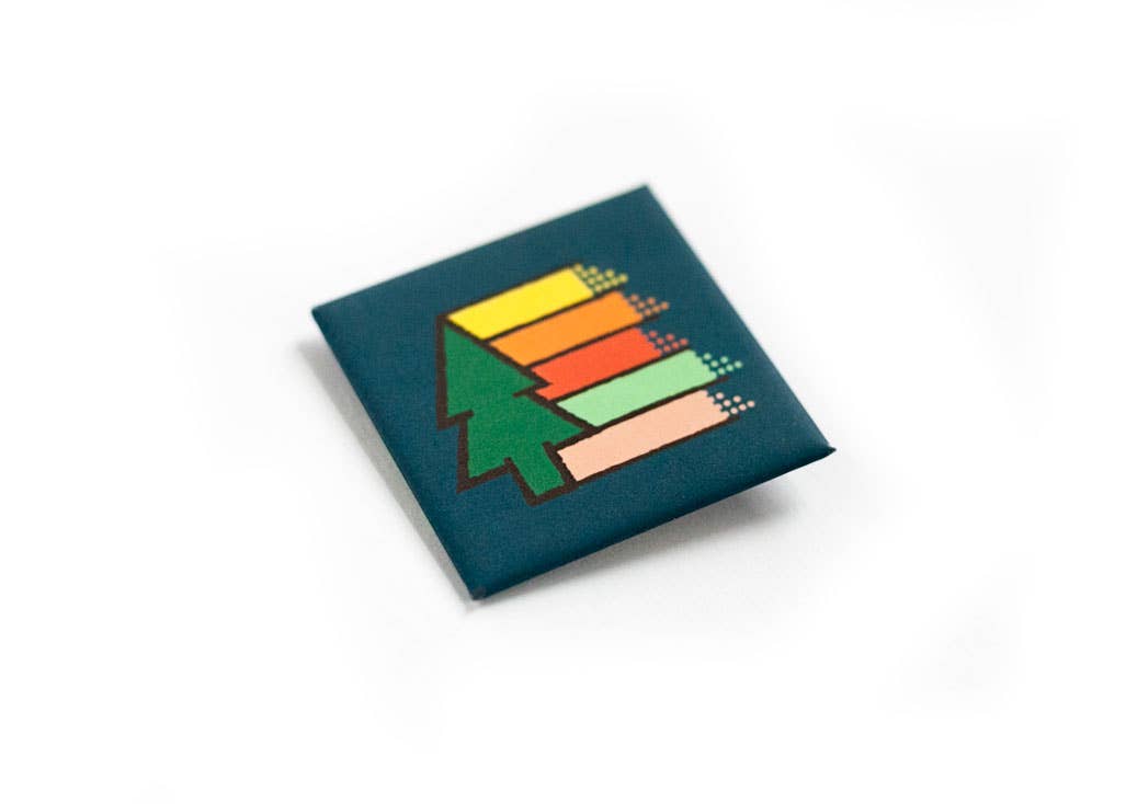 Ello There Outdoors - Wholesale Lapel Pin/Button - Button - Retro Tree Rainbow1