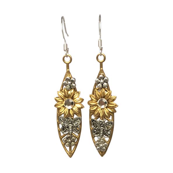 Crystal Linear Leaf Earrings for wholesale by Nancy Neill Designs