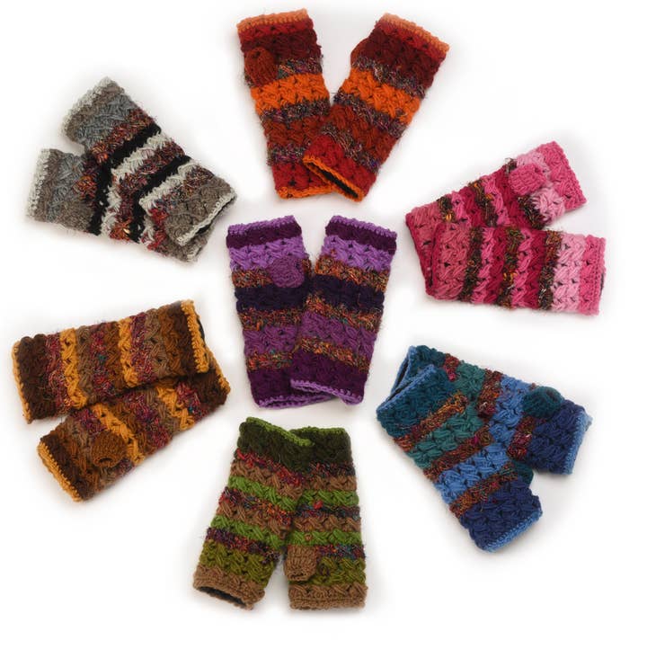 Crochet Gloves with Silk for wholesale by Zig Zag Asian Collection