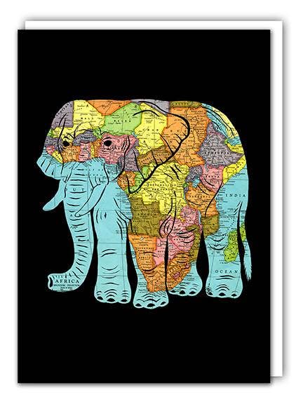 The Matriarch Elephant Card - Africa Map for wholesale by Granny Panty Designs