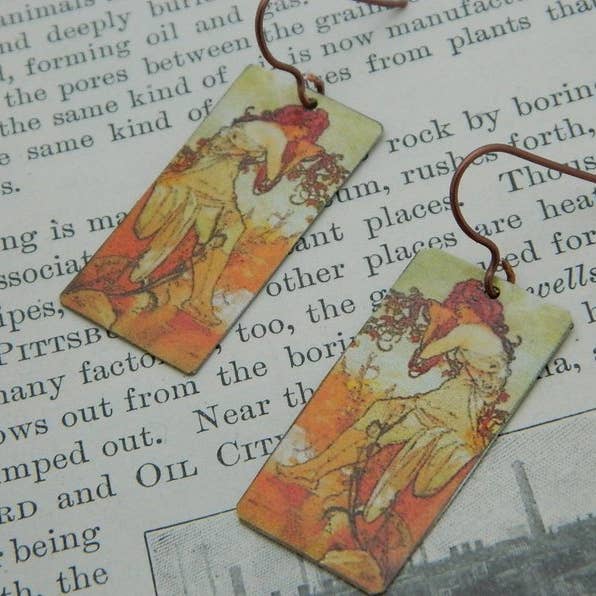 Boucles d'oreilles Mucha Summer pour la vente par Sarah Wood Studio