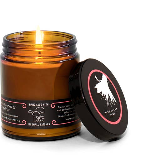 Großes bernsteinfarbenes Apothekerglas, 7 Unzen, Valencia Orange/Grapefruit C für den Großhandel von Pure Plant Home