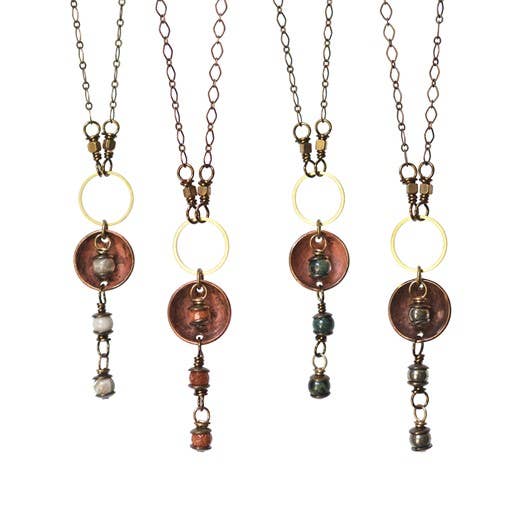 REMOVED BRAND - Wholesale Y-Neck/Lariat Necklace - Francesca Necklace | 20 Inch - Wire Wrapped Stone & Metal 1