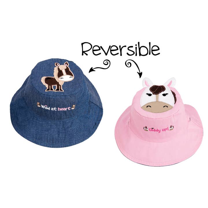 Kids UPF50+ Sun Hat - Horses for wholesale by FlapJackKids