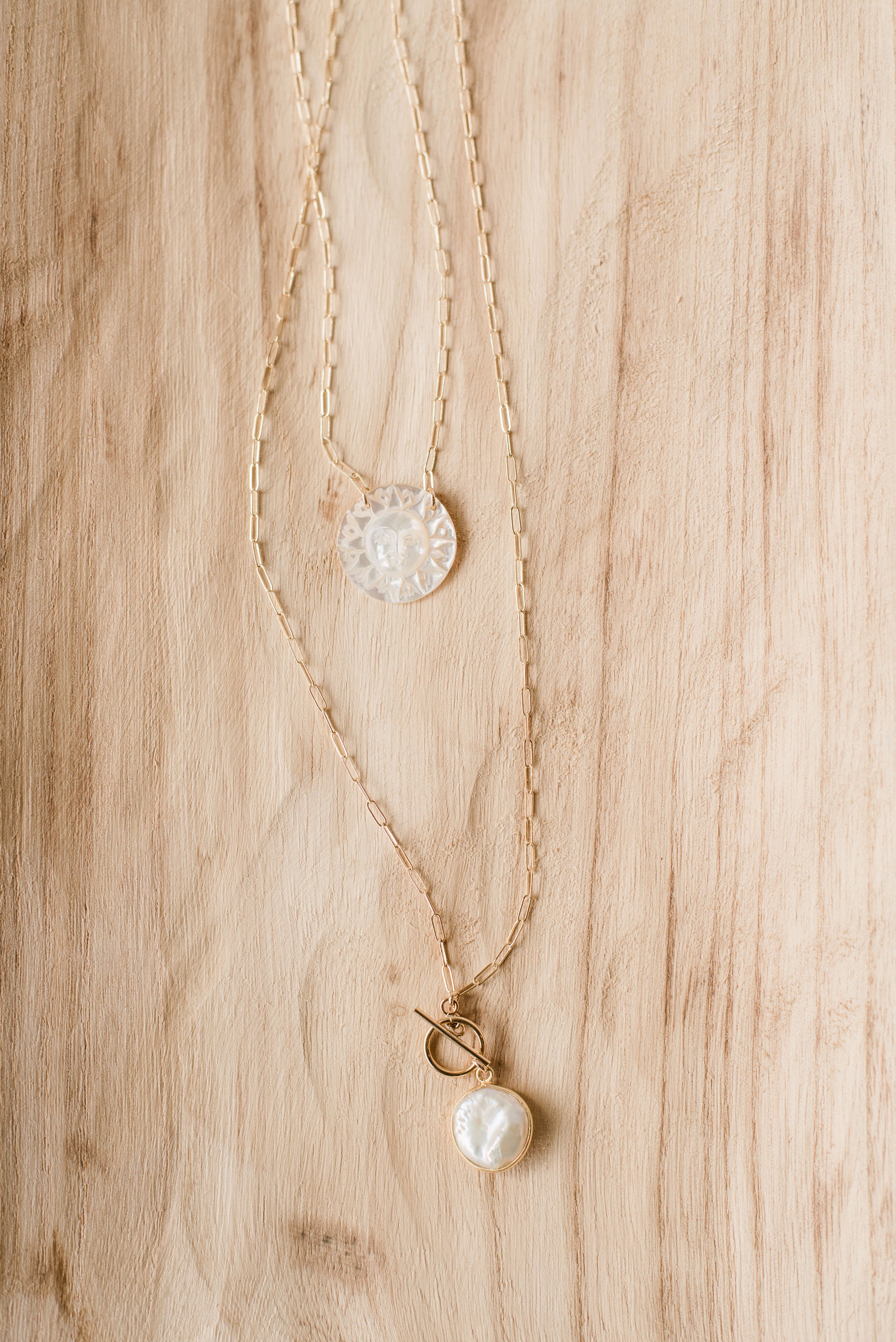 Bent by Courtney - Wholesale Pendant/Charm Necklace - Apollo 14K Gold-Filled Mother of Pearl Pendant Necklace2