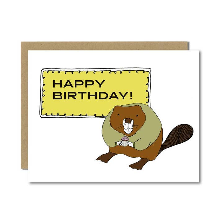 Sloe Gin Fizz - Wholesale Birthday Card - Beaver With A Cupcake Birthday Greeting Card0