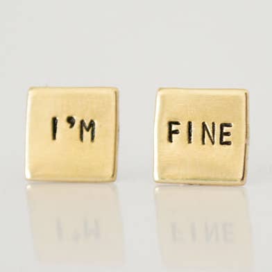 Je suis fin, boucles d'oreilles estampillées à la main pour la vente par Grey Theory Mill