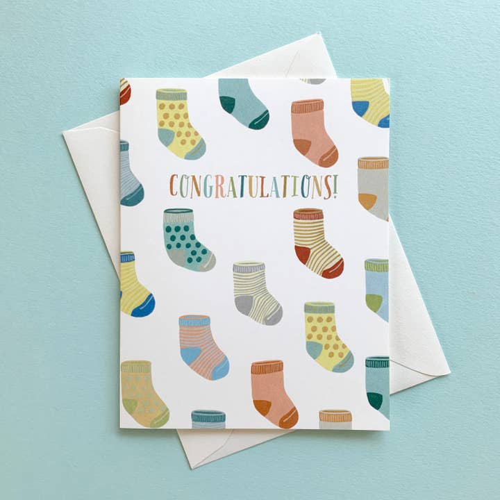 Yeppie Paper - Wholesale Congratulations Card - Baby Socks Baby Shower Congratulations Card