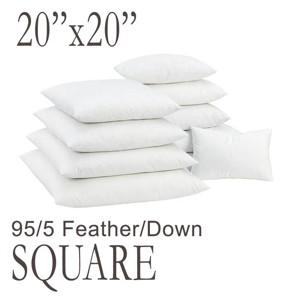 20" x 20" Square Feather Down Pillow Form for wholesale by Pillow Decor
