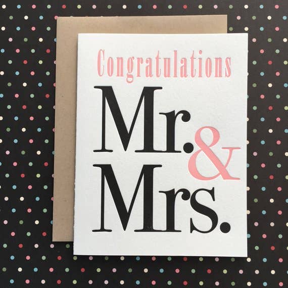 Lucky Bee Press - Wholesale Felicitatie-kaartje - Gefeliciteerd Mr & Mrs. - boekdrukkaart1