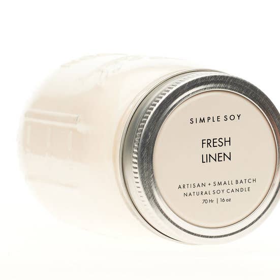 Vela de soja Mason Lino Fresco para venta al por mayor de Simple Soy Candle Co
