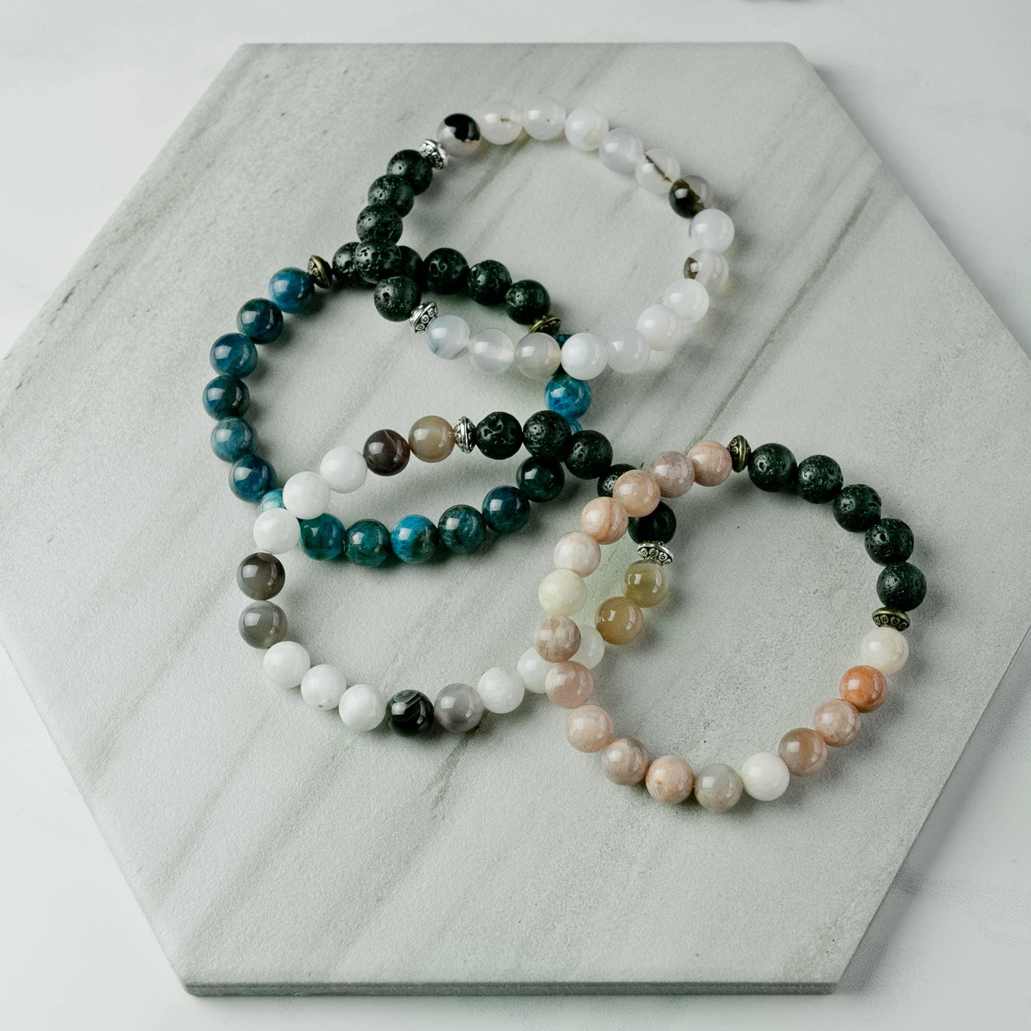 Love N’ Lava Designs - Wholesale Aromatherapy Bracelet - Moonstone & Botswana Agate Essential Oil Diffuser Bracelet1