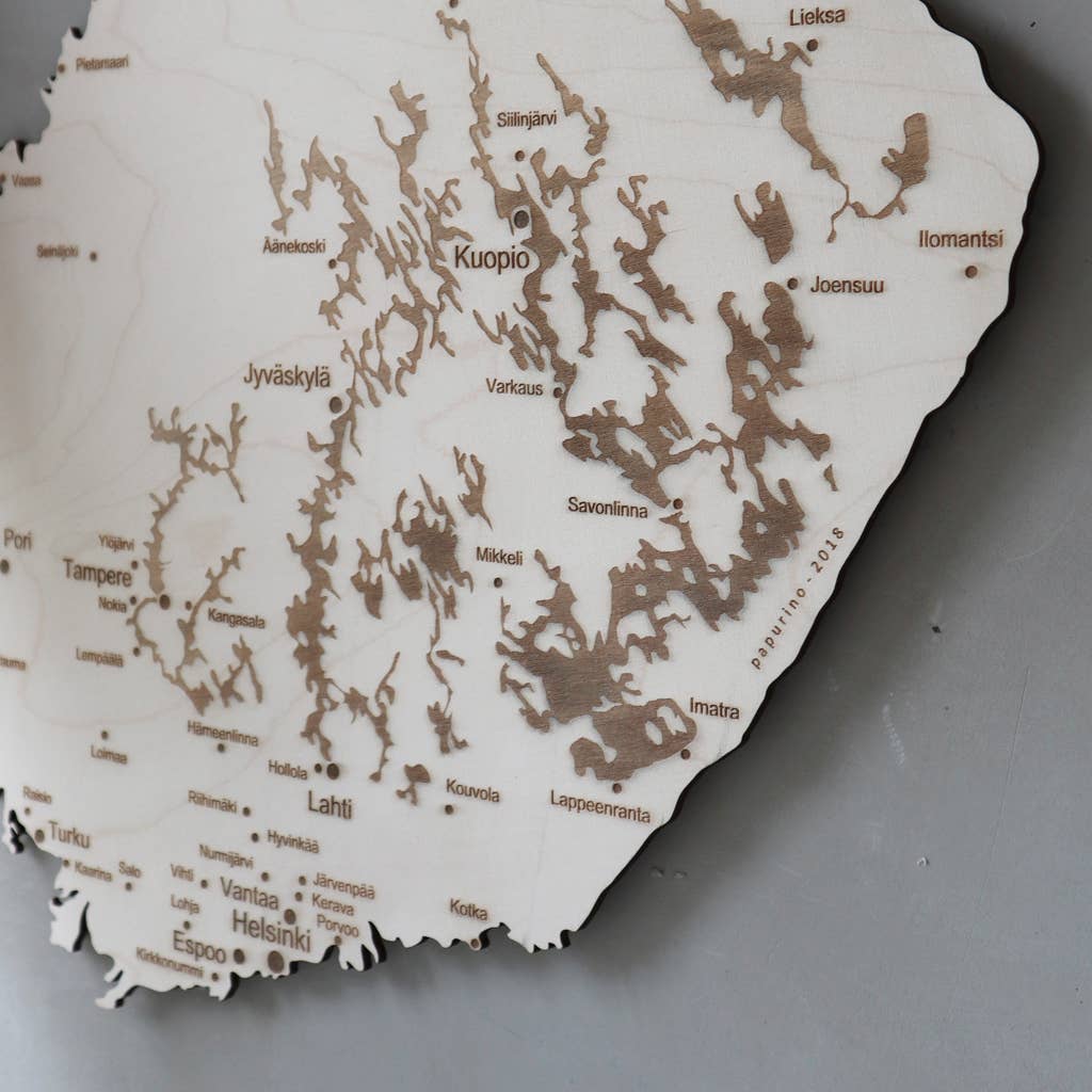 Papurino - Wholesale Map - Wooden Map of Finland with cities2