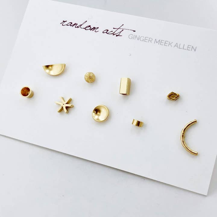 Coleção de 9 pregos de atos aleatórios Vermeil 18K por atacado de Ginger Meek Allen