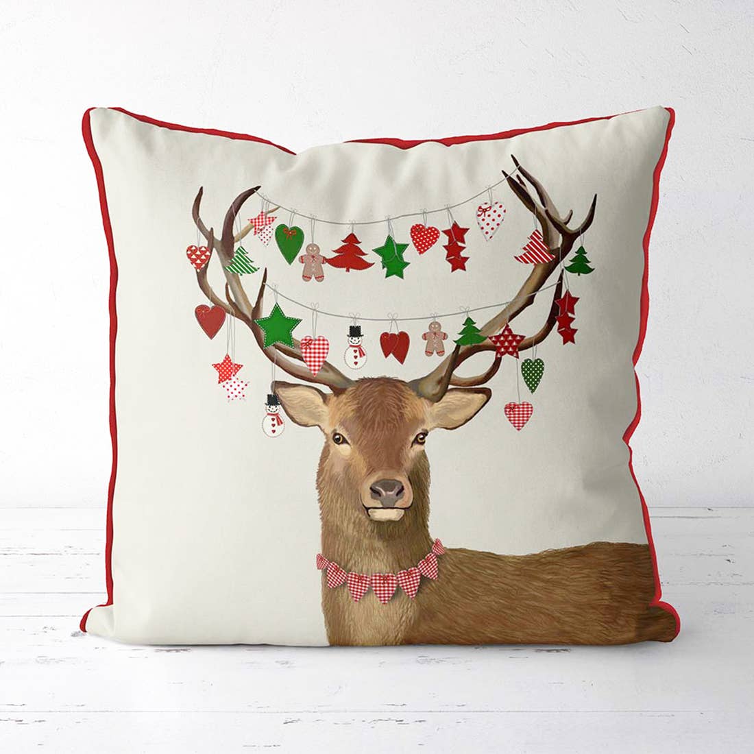 FabFunky Ltd - Wholesale Throw/Decorative Pillow - Deer Homespun Decorations Holiday Pillow Christmas Cushion1