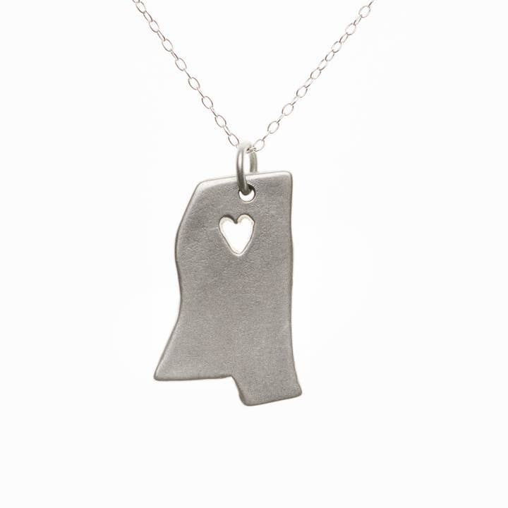 STERLING SILVER MISSISSIPPI NECKLACE for wholesale by Precious Metal Prints