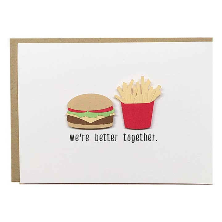 We're Better Together Card - Burger and Fries for wholesale by Pepper Pop