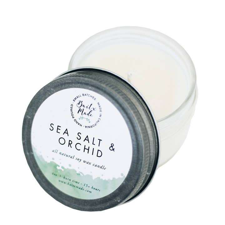 Sea Salt & Orchid Candle, 4oz for wholesale by Baitx Made