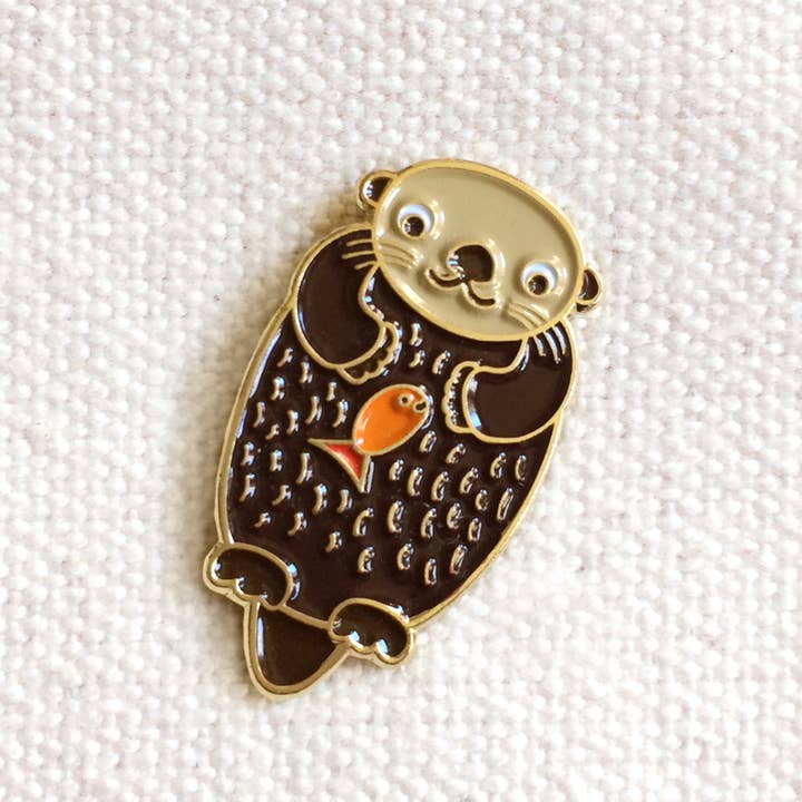 Night Owl Paper Goods - Wholesale Lapel Pin/Button - Otter Enamel Pin1