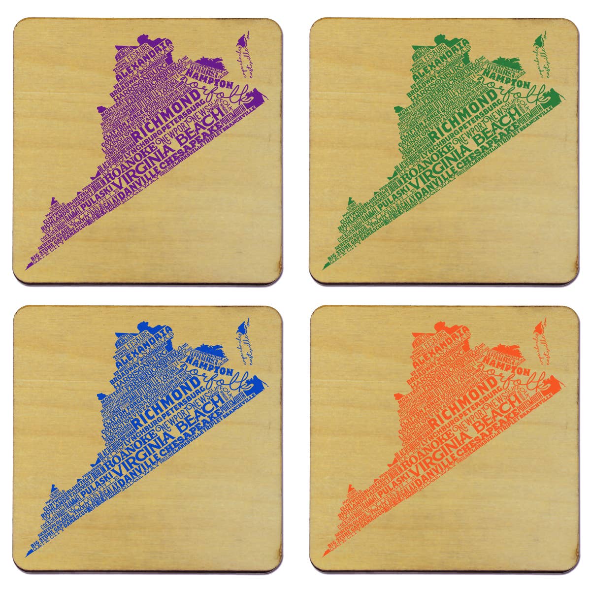 Torched Products - Wholesale Coasters - State Typography Coaster- Set of 446