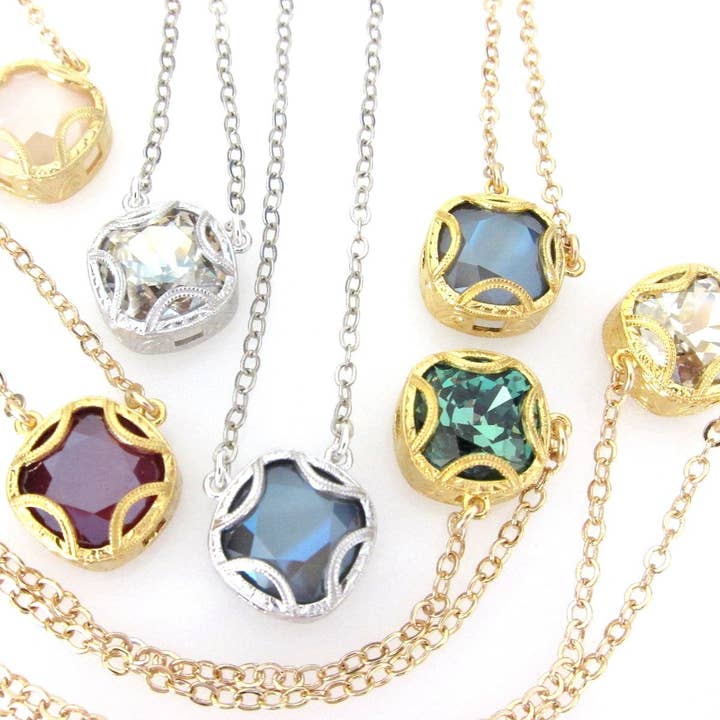 Jessica Elliot Jewelry - Wholesale Pendant/Charm Necklace - Florentine Collection Cushion Cut Pendant with Swarovski7