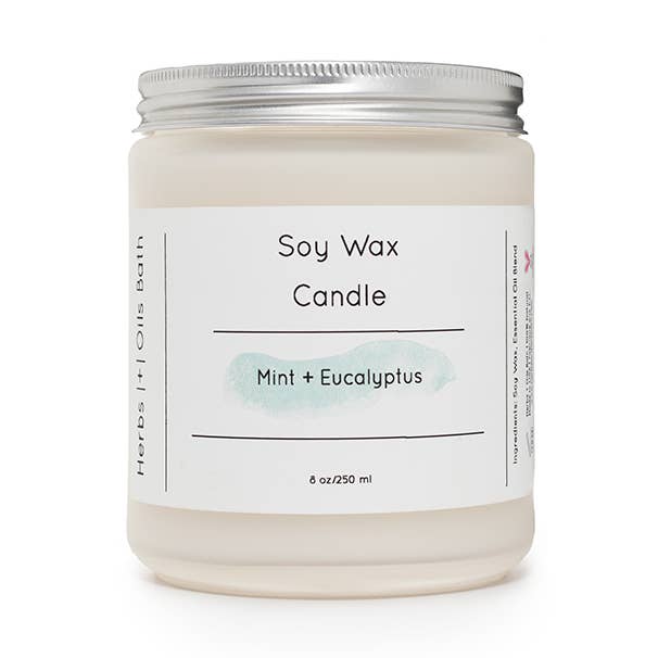 Mint + Eucalyptus Candle for wholesale by Herbs + Oils Bath