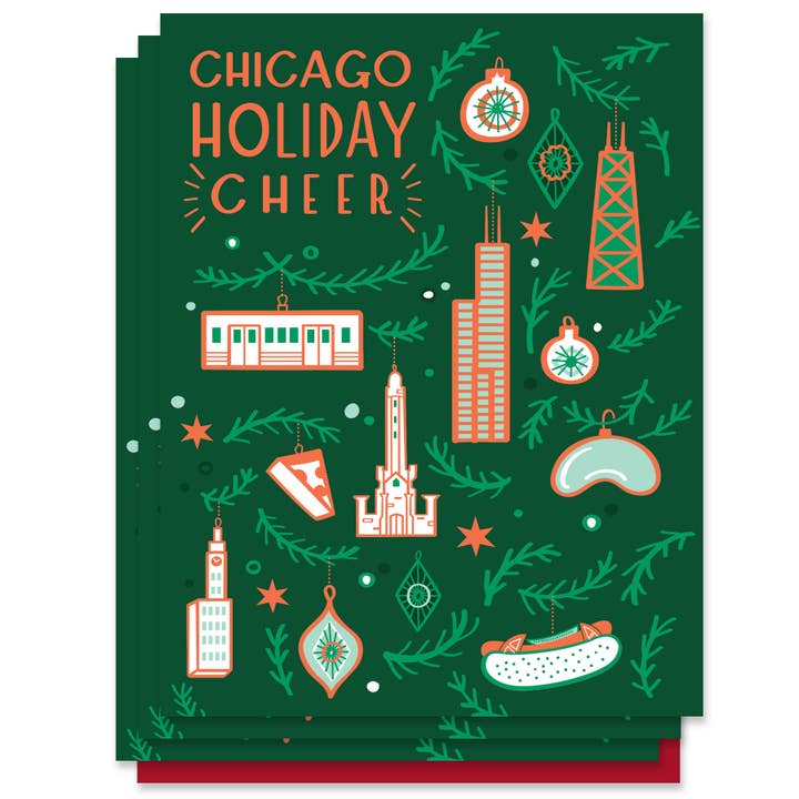 Chicago Ornaments Card (Box Set of 6) for wholesale by Paper Parasol Press