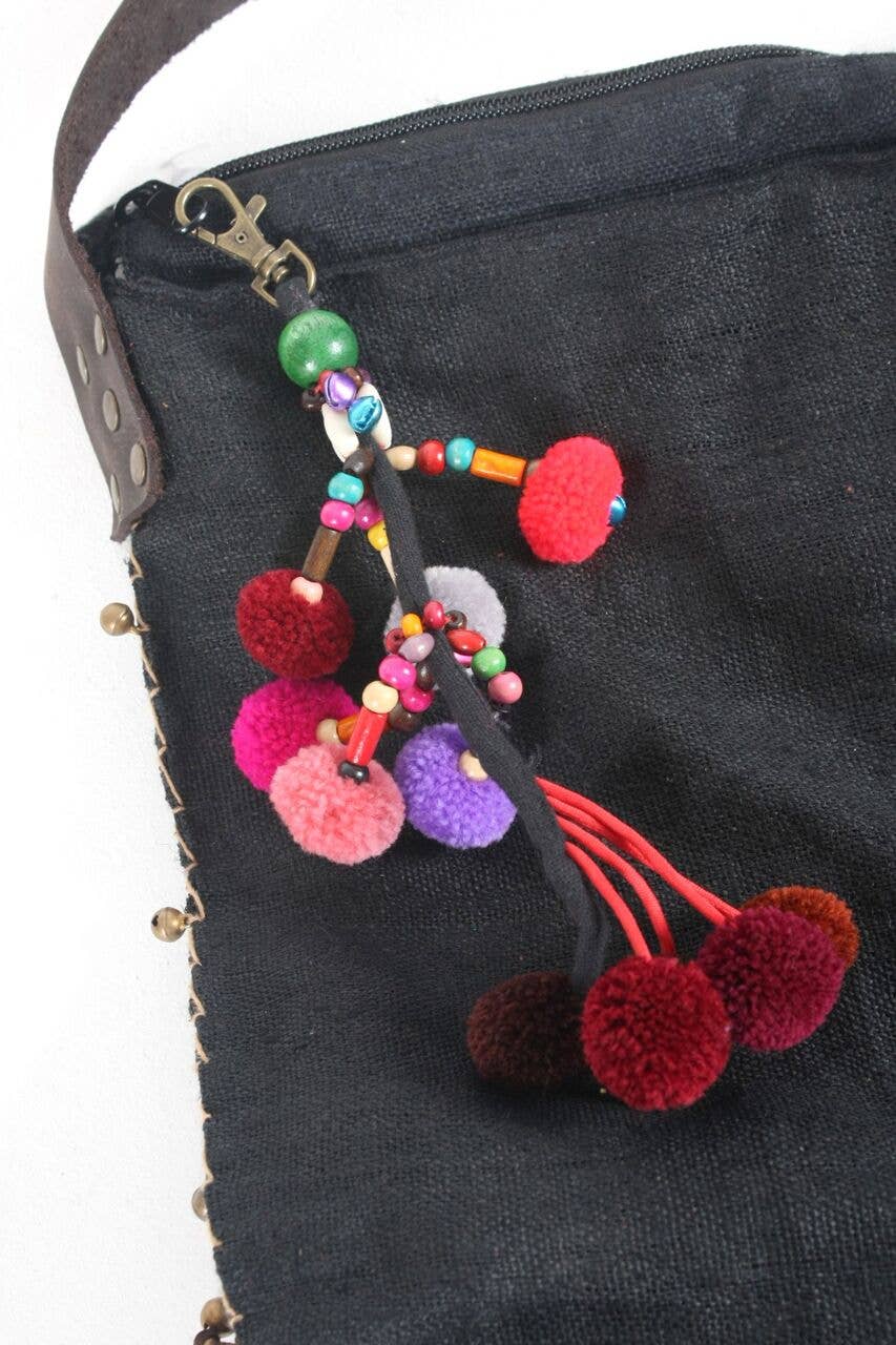 Lumily - Wholesale Purse/Bag Accessory - Women's - Cascade Pom Pom Keychain with Beads | Handmade in Thailand1