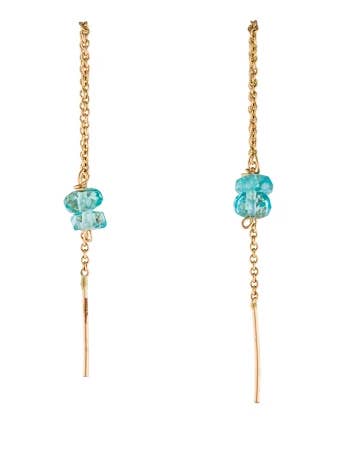 Aquamarine Threader Earrings for wholesale by Ore & Gold