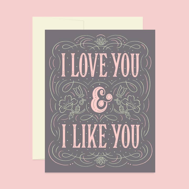 I Love You and I Like You, A2 Card for wholesale by Katie Made That