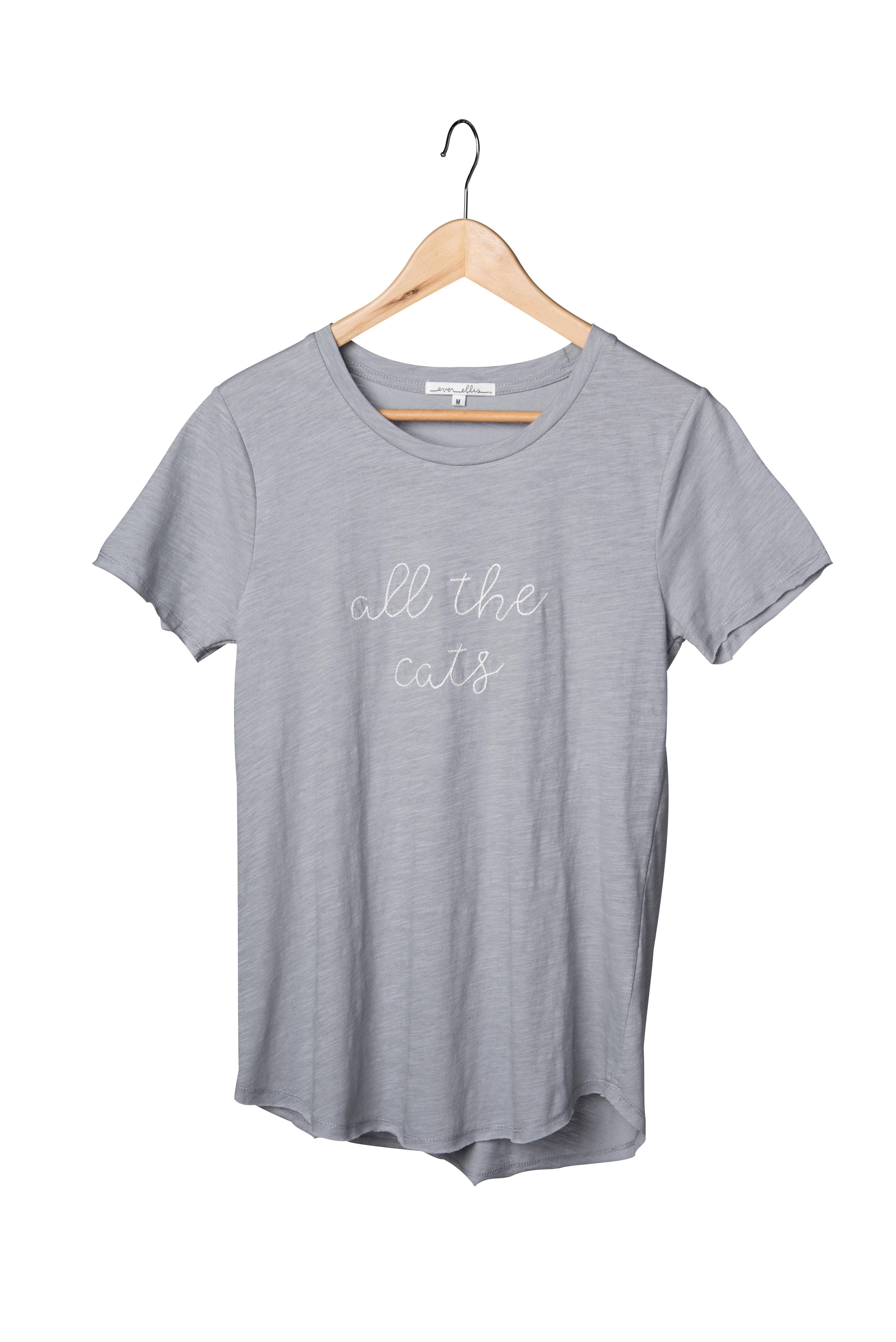 Totalee Gift - Wholesale Screen Printed T-Shirt - Women's - SALE Medium Cotton Gray All the Cats T-Shirt0