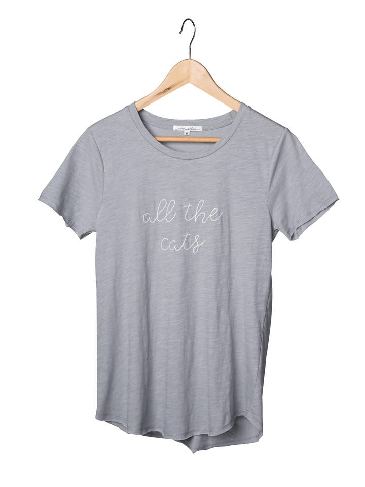 Totalee Gift - Wholesale Screen Printed T-Shirt - Women's - SALE Medium Cotton Gray All the Cats T-Shirt