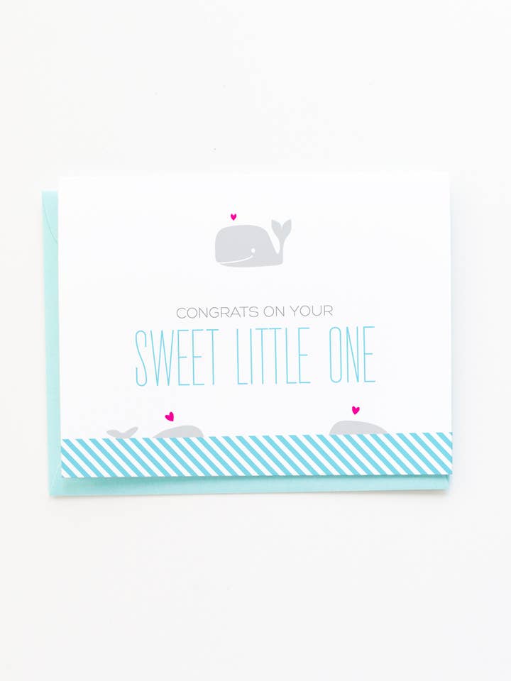 Tarjeta de bebé nuevo Dulce Pequeñín | Tarjeta de felicitación con ballena para venta al por mayor de Graphic Anthology Greeting Cards