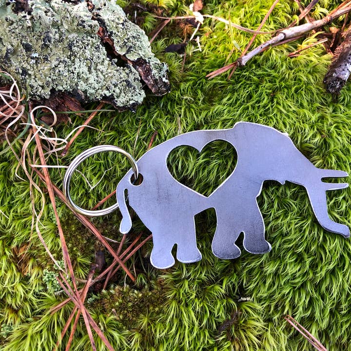 Elephant Key Chain made from Rustic Raw Recycled Steel for wholesale by BE Creations & Designs, Inc.