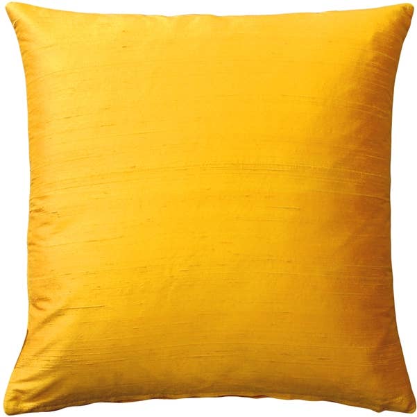 20" x 20" Deep Yellow Sankara Dupioni Throw Pillow for wholesale by Pillow Decor