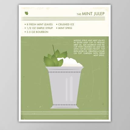 5” x 7” Mint Julep Cocktail Art Print for wholesale by The National Anthem