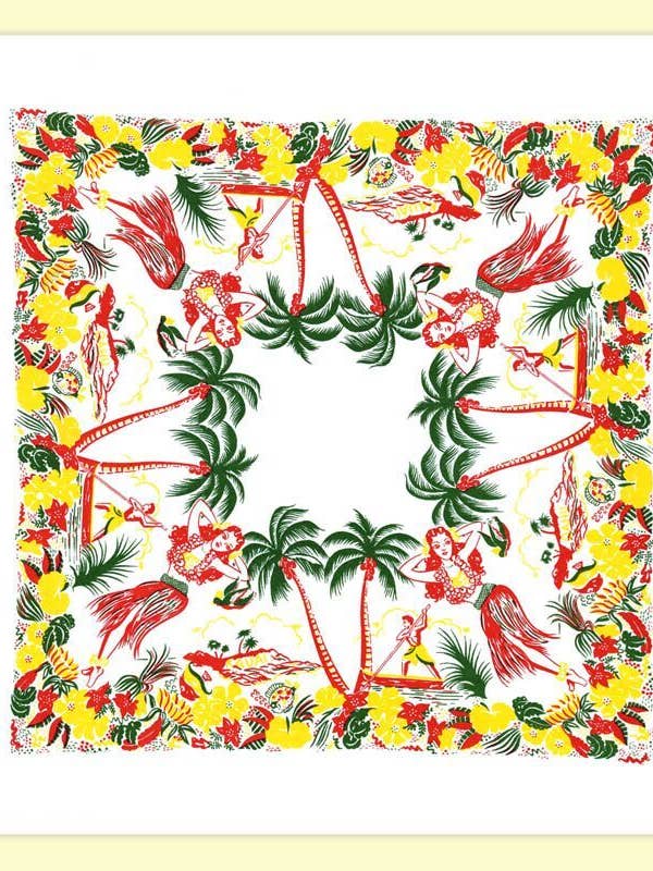 Lovely Oahu Hawaii Map Retro Flour Sack Kitchen Towel for wholesale by Red and White Kitchen Company