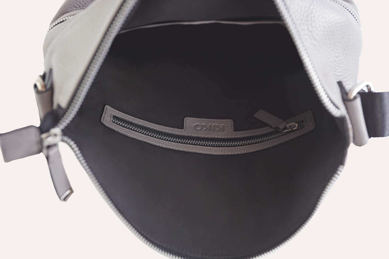 Kiko Leather – Sacola - Mulher por atacado – Sacola cinza com zíper1