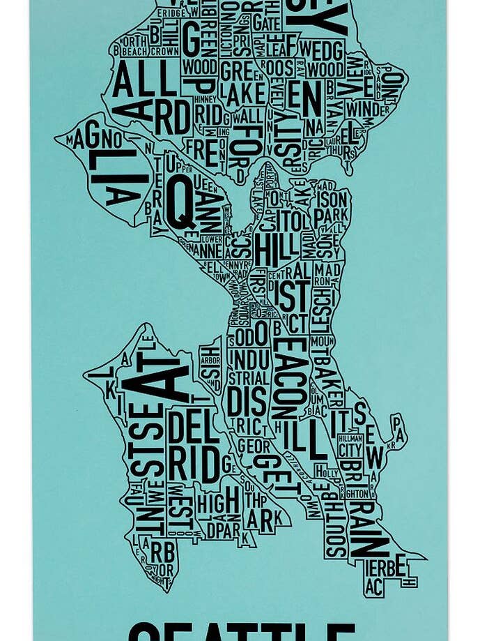 13" x 26" Seattle Neighborhood-Karten-Siebdruck für den Großhandel von Ork Posters