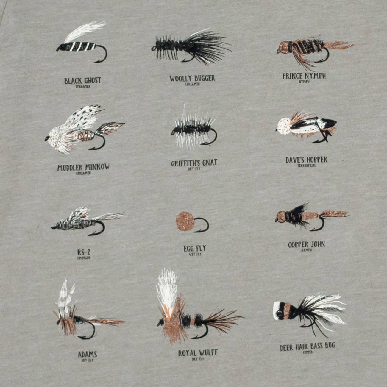 Cinder + Salt – wholesale Screen-printed t-shirt – Kids – Kids Fly Fishing Lures Tee1