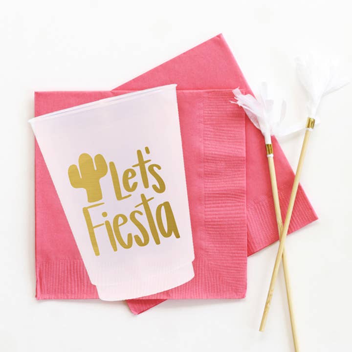 Let's Fiesta Frosted Shatterproof Cups for wholesale by When it Rains Paper Co.
