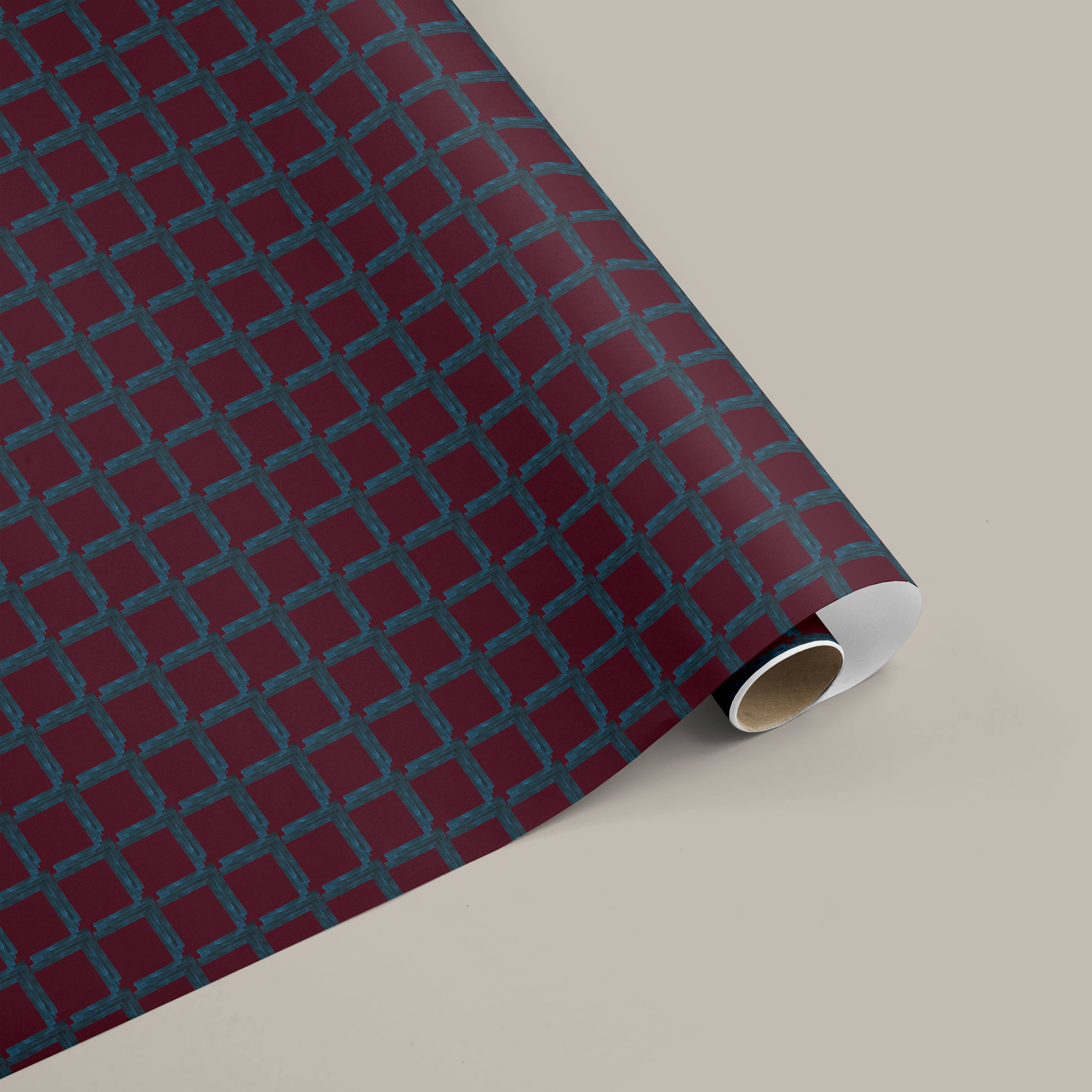 Cait Courneya - Wholesale Wrapping Paper Roll - Le Block Gift Wrap Sheet - Burgundy/Navy0